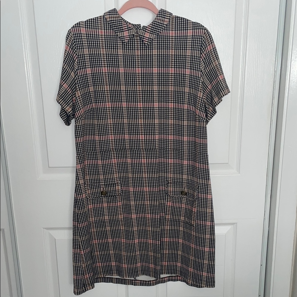 Loft Plaid Short Sleeve Dress Size XL